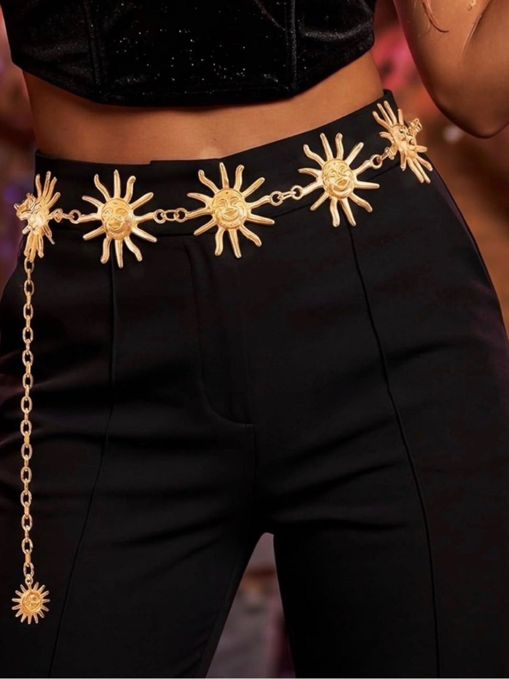Gold Sun Medallion Chain Belt - Picture 2 of 3